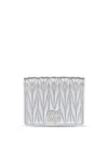 Miu Miu Matelassé Nappa Leather Wallet In Silver