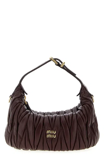 Miu Miu Matelassé Nappa Pouch In Burgundy
