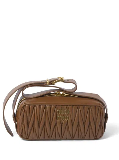 Miu Miu Caramel Nappa Leather Shoulder Bag In Brown