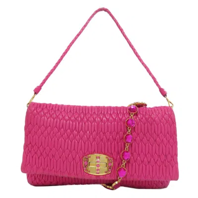 Pre-owned Miu Miu Matelasse Pink Leather Shoulder Bag ()