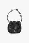 Miu Miu Matelassé Pouch Bag With Logo-lettering In Black