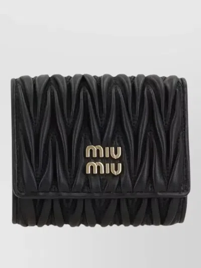 Miu Miu Matelasse Purse Foldover Top Quilted Design In Black