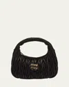 Miu Miu Matelasse Quilted Top Handle Hobo Bag In F0002 Nero