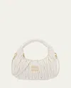 Miu Miu Matelasse Quilted Top Handle Hobo Bag In F0009 Bianco
