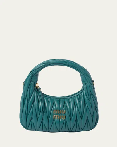 Miu Miu Matelasse Quilted Top Handle Hobo Bag In F0k41 Laguna