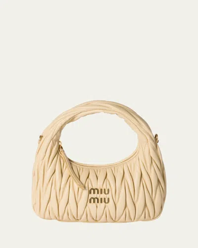 Miu Miu Matelasse Quilted Top Handle Hobo Bag In F0k57 Soia