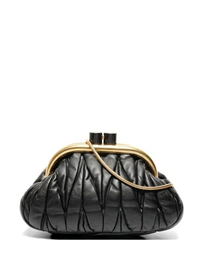 Pre-owned Miu Miu Matelassé Shoulder Bag In Black