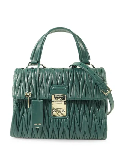 Pre-owned Miu Miu Matelassé Shoulder Bag In Green