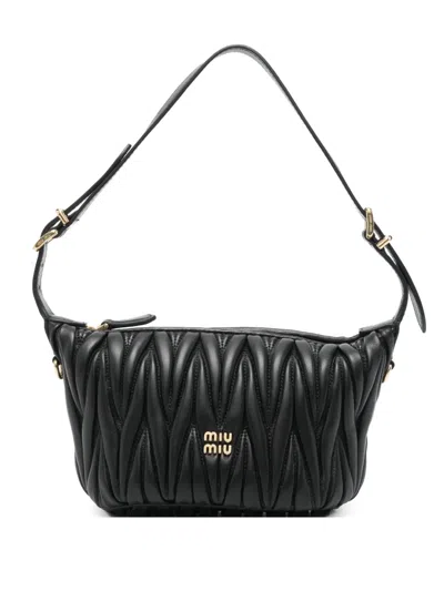 Miu Miu Matelassé Tote Bag In Black