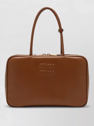 Miu Miu Matelassé Tote Bag In Brown