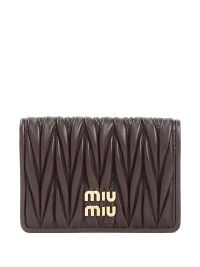Miu Miu Quilted Leather Card Holder In Radica