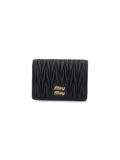 Miu Miu Matelassé Wallet In Black