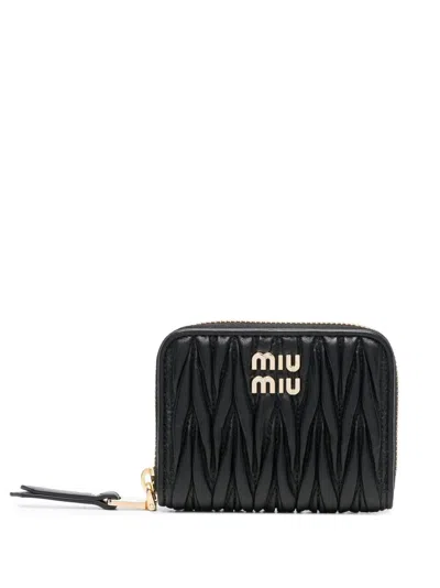 Miu Miu Matelasse' Wallet In Black  