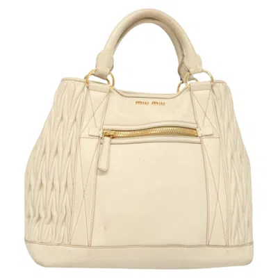 Pre-owned Miu Miu Matelassé White Leather Tote Bag ()