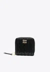 Miu Miu Matelassé Zip-around Leather Wallet In Black