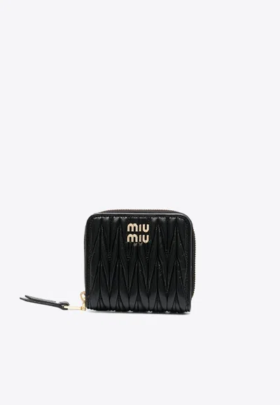 MIU MIU MATELASSÉ ZIP-AROUND LEATHER WALLET