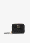 Miu Miu Matelassé Zip-around Wallet In Black