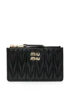 Miu Miu Matelassé Leather Wallet In Black