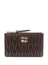 Miu Miu Matelass Zipped Card Holder In Radica