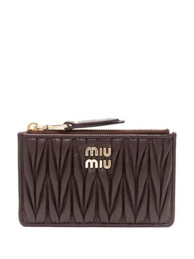 Miu Miu Matelassé Zipped Card Holder In Radica