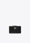 Miu Miu Matelassé Zipped Leather Wallet In Black