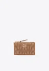 Miu Miu Matelassé Zipped Leather Wallet In Caramel