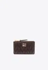 Miu Miu Matelassé Nappa Leather Pouch Wallet In Chocolate