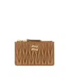 Miu Miu Nappa Leather Card Holder With Quilted Design In Brown