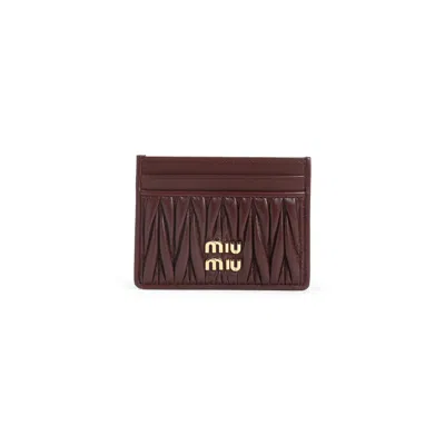 Miu Miu Matelassé-effect Card Holder In Burgundy