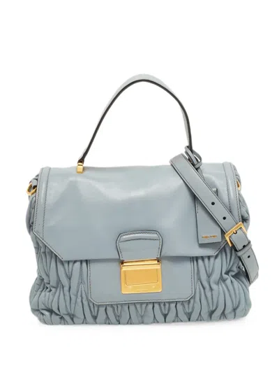 Pre-owned Miu Miu Matelassé-leather Top-handle Crossbody Bag In Blue