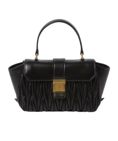 Miu Miu Matelessé Letaher Tote Bag In Black