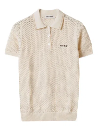 MIU MIU MIU MIU MC NATURAL LACE KNIT POLO