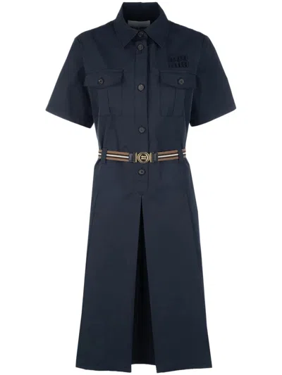 Miu Miu Mc Panama Night Blue Dress With Pockets