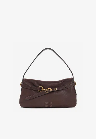 Miu Miu Medium Aventure Suede Shoulder Bag In Brown
