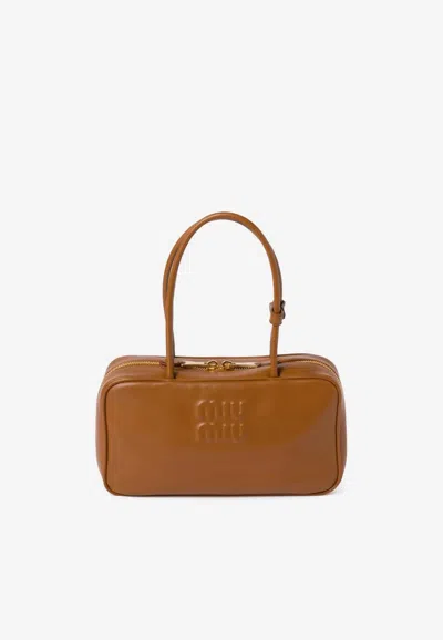 Miu Miu Medium Beau Leather Shoulder Bag In Brown