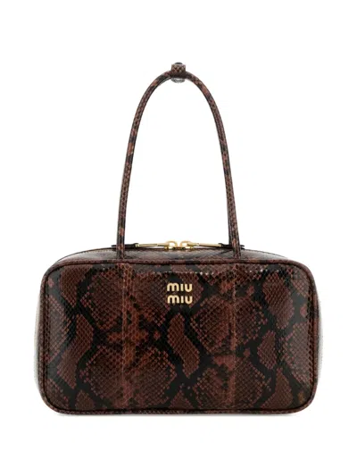 Miu Miu Medium Beau Printed Leather Shoulder Bag In Brown