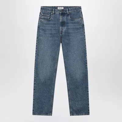 Miu Miu Medium Blue Jeans With Logo Embroidery