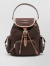 Miu Miu Medium Canvas Leather Backpack Top Handle In Brown