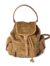 Miu Miu Medium Corduroy Cotton Backpack In Brown