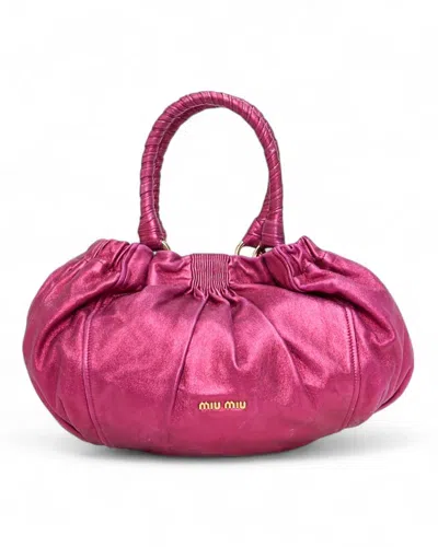 Miu Miu Medium Fuchsia Laminated Hobo Bag In Pink