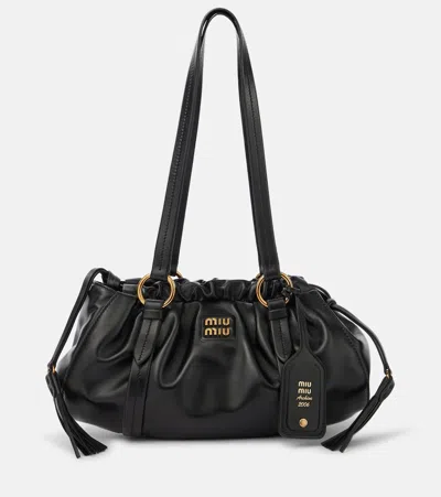 Miu Miu Medium Leather Shoulder Bag In Black