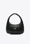Miu Miu Medium Wander Quilted Leather Hobo Bag In Black