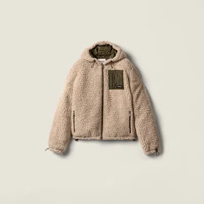 MIU MIU MEDIUM-WEIGHT TEDDY DOWN JACKET WITH TECHNICAL PONGÉ