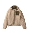 Miu Miu Medium-weight Teddy Down Jacket With Technical Pongé In Brown