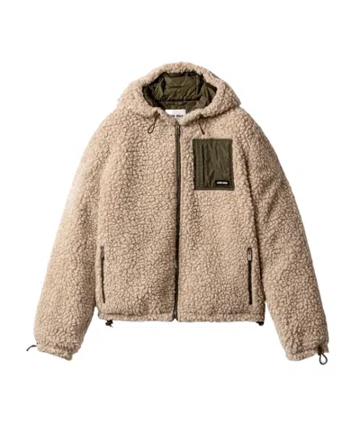 Miu Miu Medium-weight Teddy Down Jacket With Technical Pongé In Brown