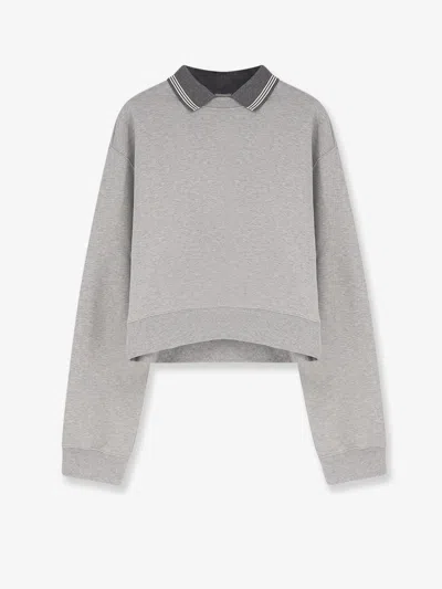 Miu Miu Mélange Cotton Sweatshirt In Gray