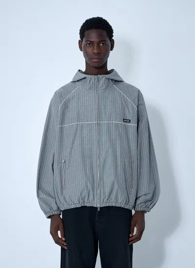 Miu Miu Men Check Hooded Jacket In Gray