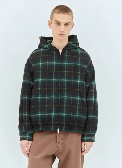 Miu Miu Men Padded Hooded Jacket In Blue
