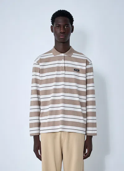 Miu Miu Striped Cotton Jersey Polo Shirt In Multi