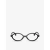 MIU MIU MIU MIU MEN'S BLACK MU 01XV OVAL-FRAME ACETATE EYEGLASSES